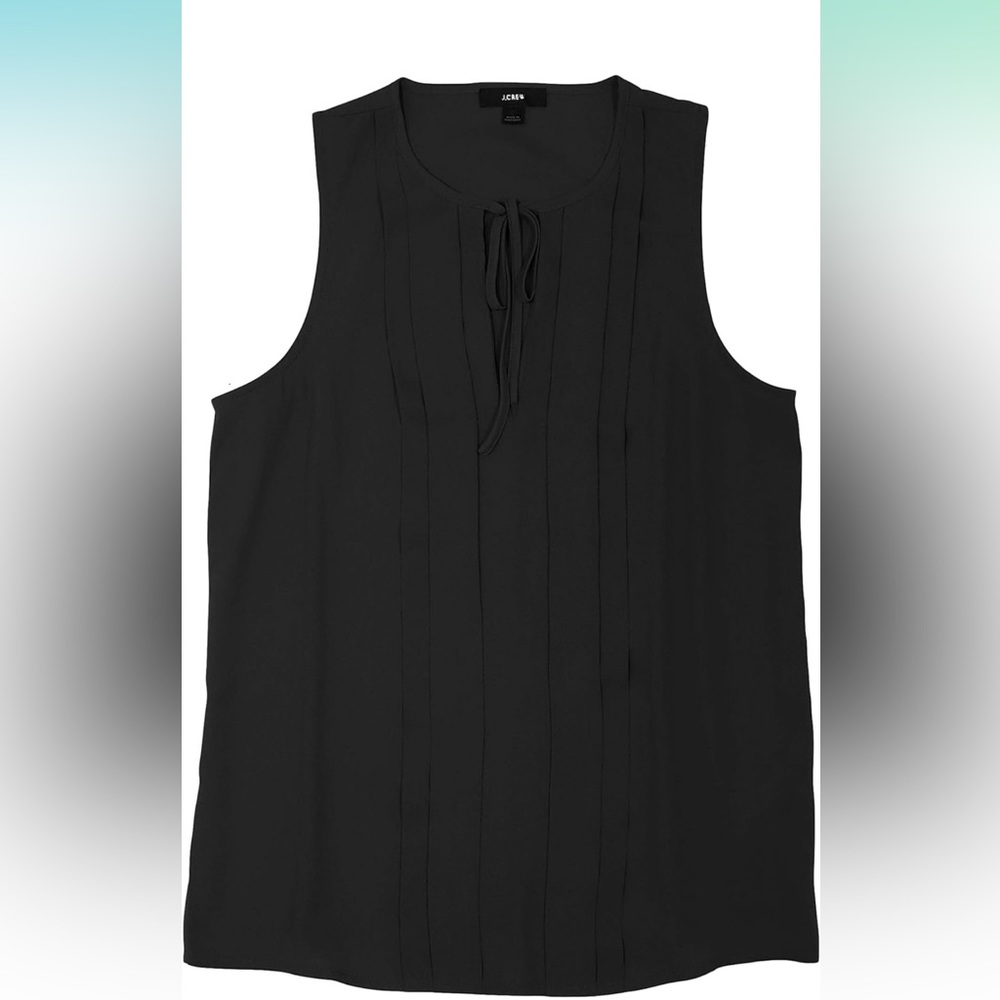 J Crew Women's Pleated Tie-Neck Tank Blouse